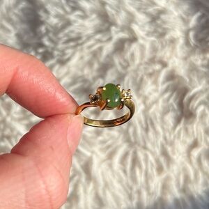18K HGE Gold & Jade Ring